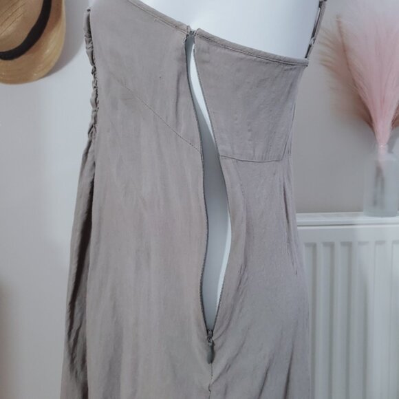 Gap Vintage Sandy Taupe Drop Waist Pleated Strappy Midi Dress - Picture 12 of 16